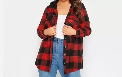 Buy Yours Red Checked Hooded Jacket • 15£