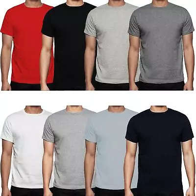 Buy Mens T Shirt Plain 100% Cotton 2 & 7 Multi Pack Crew Casual TShirt Tee Top • 7.99£
