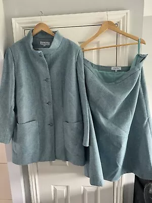 Buy Designer Lily Ella Jacket Skirt Set Size 24 Light Blue Chevron • 10£