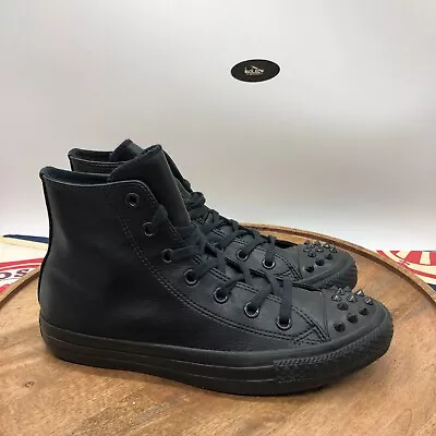 Buy Converse Womens CTAS Black Leather Hi Top Studded Shoes Sneakers Size 8 559866C • 47.01£