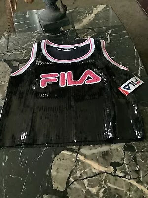 Buy NWT Fila Queen Of The Court Black Sequin Tee Tank PLUS SIZE 1 X • 30.79£