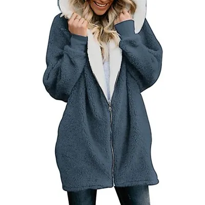 Buy Ladies Hooded Teddy Bear Zip Up Winter Coat Fleece Jacket Outwear Tops Plus Size • 17.99£