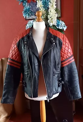Buy Black & Red Leather Biker Jacket • 49£