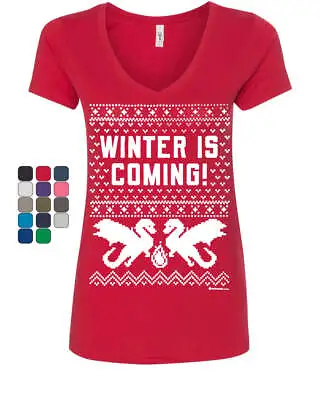 Buy Winter Is Coming Parody Women's V-Neck T-Shirt Ugly Sweatshirt • 18.85£