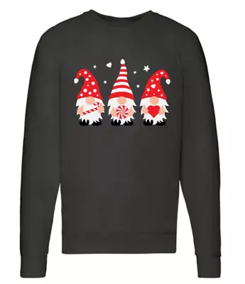 Buy Christmas Gnome Gonk Black Ladies Seasonal Jumper Sweatshirt Xmas Fotl S-2XL UK • 17.49£