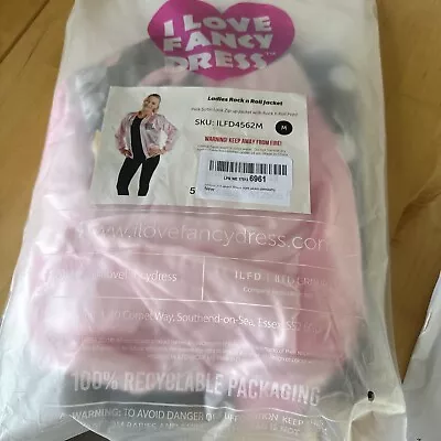 Buy Ladies Rock N Roll Jacket And Spotty Skirt Grease Pink Ladies Size M • 0.99£