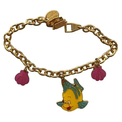 Buy Disney Little Mermaid Flounder Vintage Charm Gold Tone Bracelet 6.75  • 19.21£