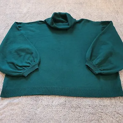 Buy Eloquii Women Sweater Size 26 28 Green Balloon Sleeve Turtleneck Boho Knit 16015 • 35.02£