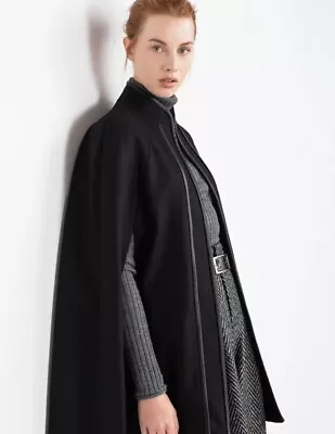 Buy Zara Black Cape Jacket Size S Faux Leather Trim Sold Out!!! • 65£