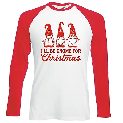 Buy Christmas  I'll Be Gnome For Christmas  Longsleeve Raglan Baseball Tshirt • 16.99£