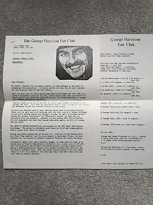 Buy Beatles - George Harrison Fan Club Newsletter January-March 1982 + Merch Letter • 19.95£