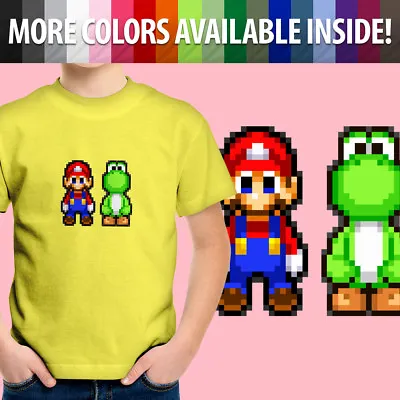Buy Toddler Kids Tee Youth Tshirt Tee Shirt Gift 8-Bit Pixel Print Cute Mario Yoshi • 10.54£