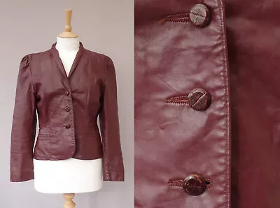 Buy Vintage Ox Blood / Burgundy Leather Jacket Size 12 Garfin 1980s JE1301 • 45£
