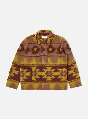 Buy Universal Works Lumber Jacket In Burgundy/Mustard Santa Fe Fleece • 95£
