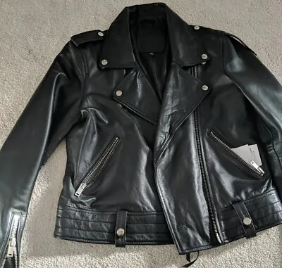 Buy Women's BOLONGARO TREVOR Black Leather Jacket, Size M Worn Once £329 • 69.99£