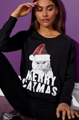 Buy Next Only Our Story Christmas Jumper Cat Sweatshirt Top Long Sleeve T Shirt Med • 29.99£