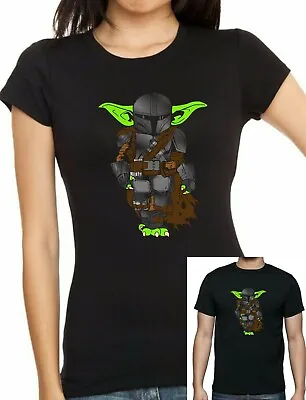 Buy Star Wars Mandalorian  Grogu Yoda Unisex+ladies Fitted Black T Shirt • 14.99£