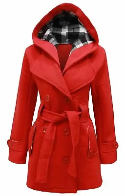 Buy Womens Winter Coat Ladies Girls Belted Long Hooded Warm Jacket Size • 21.99£