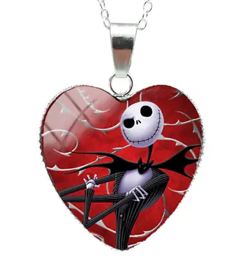 Buy Nightmare Before Christmas Handsome Jack  RED Glass HEART Pendant With 24  Chain • 6.56£
