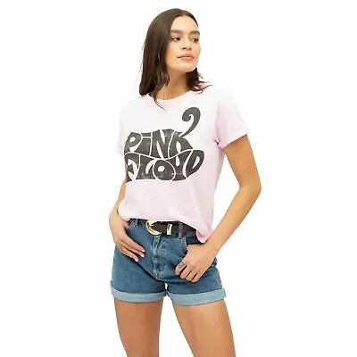 Buy Official Pink Floyd Ladies 60s Logo Fashion T-shirt Pink S - XL • 13.99£