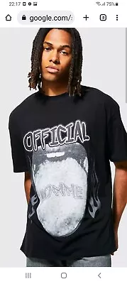 Buy Boohoo Man T Shirt Oversized Black Mouth Graphic Size M • 10.99£