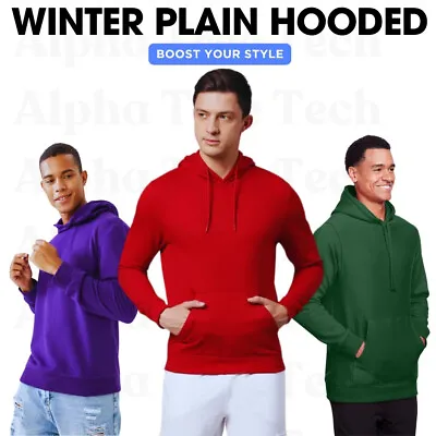 Buy Winter Mens Hoodie Fleece Pullover Cotton Jacket Sweatshirt Hooded Casual Top • 8.99£