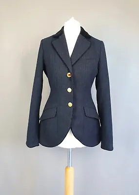 Buy Joules Jacket Parade Navy Tweed Herringbone Wool Riding Blazer UK 6 • 69£