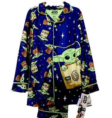 Buy Disney Baby Yoda 2 Piece Pajamas PJs Boys 6-7 Mandalorian Star Wars Blue NEW • 9.43£
