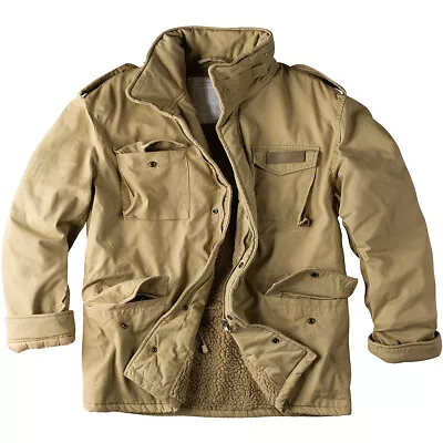 Buy Surplus Paratrooper Winter Jacket Mens M65 Military Army Warm Coat Beige Washed • 89.95£