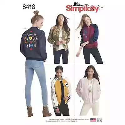 Buy Simplicity Pattern 8418 Women's Lined Bomber Jacket With Fabric • 12.90£