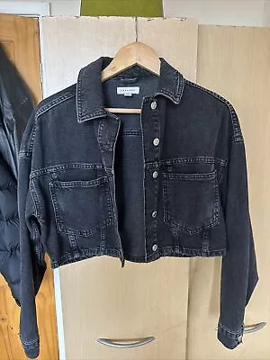 Buy Black Denim Cropped Jacket - Size 6 • 10£