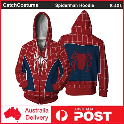 Buy Spiderman 3D Print Zip Up Hoodie Pullover Hooded Sweashirt Jacket With Pockets • 23.75£