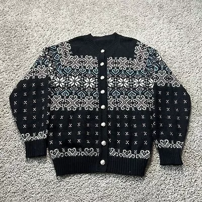 Buy Vintage Nordic Medium Wool Cardigan Sweater Metal Buttons Fair Isle Icelandic • 28.30£