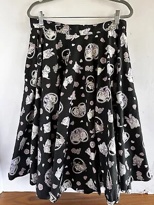 Buy HELL BUNNY CLOTHING Midi Full Circle Skirt Sz L Kitty Cat Flowers 1950s EUC • 21.14£