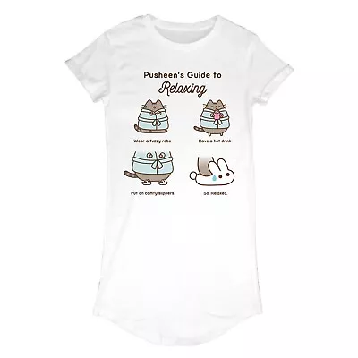 Buy Pusheen - Guide To Relaxing T-Shirt  Dress (White) • 16.59£