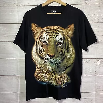 Buy WILD Tiger Wildlife Animal Front & Back Graphic Print Tee T-shirt Mens M Medium • 9.95£