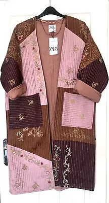 Buy BNWT ZARA Ltd Edition Oversized Boho Patchwork Detail Quilted Kimono Jacket XS S • 59.99£