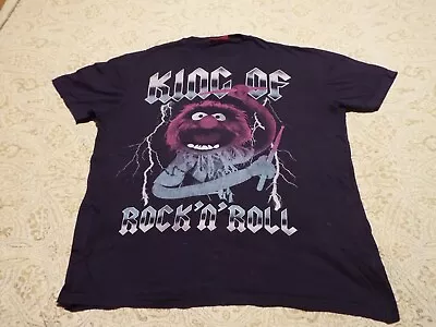 Buy - Muppet Animal TShirt By TU In Black Size UK- Medium King Of Rock N Roll • 9.99£