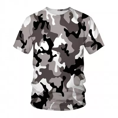 Buy Mens Camo Army Summer Casual T Shirt Tops Short Sleeve Camouflage Tee Plus Size • 8.59£