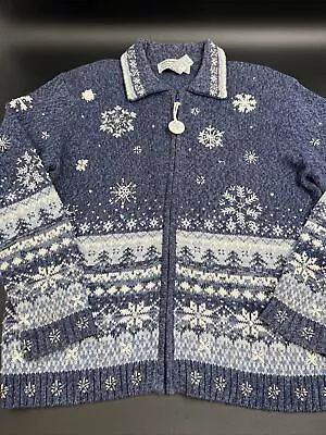 Buy Tiara International Womens Fair Isle 2004 Christmas Sweater Blue Size Medium • 28.42£
