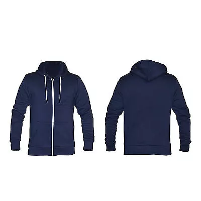 Buy Mens Zip Hoodie Sweatshirt Plain American Fleece Zip Up Jacket Hooded Top Zipper • 7.95£
