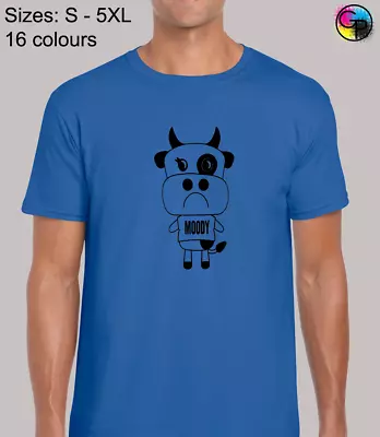 Buy Moody Cow Funny Novelty Joke Rude Gift Fit T-Shirt Top TShirt Tee Gift For Men • 9.95£