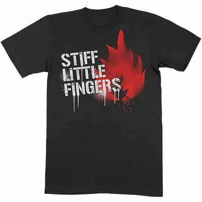 Buy Stiff Little Fingers (SLF) - Flame/Text Logo Black T Shirt Official Merch (Punk) • 17.99£
