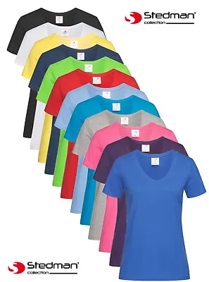Buy Womens Ladies Fit 100% Cotton Short Sleeve V-Neck Vee Neck Tee T-Shirt S-XXL • 7.99£