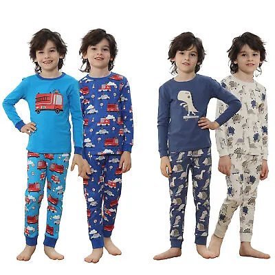 Buy Boys Pyjamas Pjs Nightwear 2 Pack Set Loungewear Cotton Long Sleeve 1.5-6 Years • 11.99£