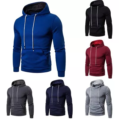 Buy Cozy And Stylish Mens Hooded Sweatshirt Slim Fit Athletic Tops With Hood • 14.77£