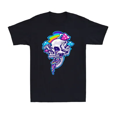 Buy Trippy SKULL Rainbow Magic Mushroom LSD DMT Psychedelic Novelty Men's T-Shirt • 14.99£