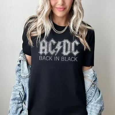 Buy ACDC Back In Black LOGO T-shirt Shirt Tshirt Band  Vintage Aesthetic Distressed • 32.68£