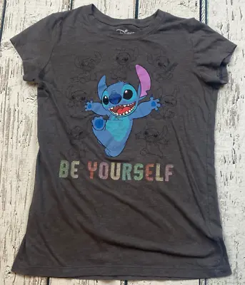 Buy Disney Lilo & Stitch Shirt Large 10/12 Gray Be Yourself Graphic Print Kids • 7.85£