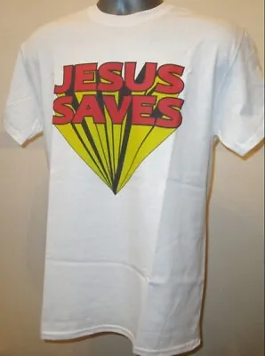 Buy Jesus Saves Super Hero Logo T Shirt Rock Music Festival The Who Keith Moon R136 • 13.45£